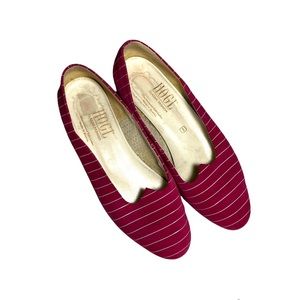 Vtg Hogl Ballerina Flats Pink Suede Leather Shoes Striped UK 6 Size 8 1/2 US